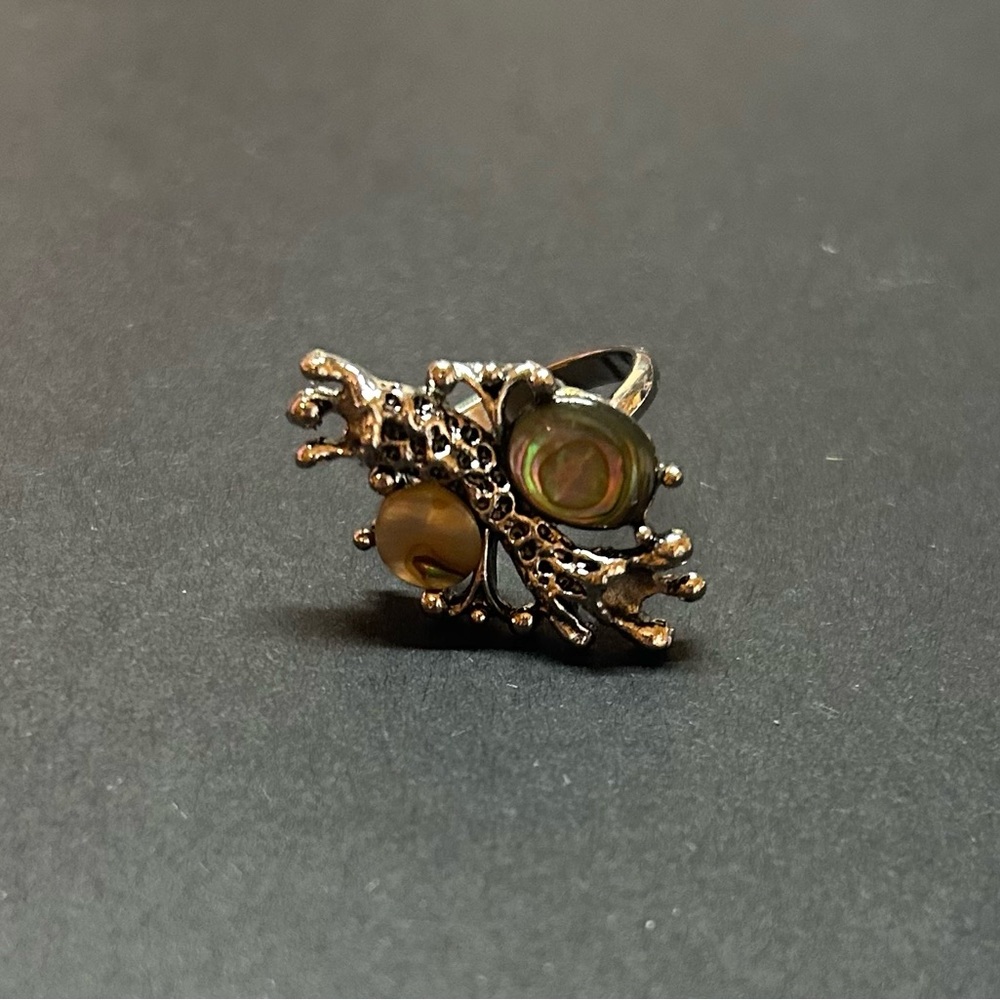 Silvertone & Abalone Adjustable Ring - image 2